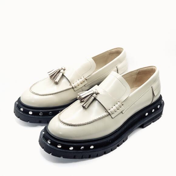 Free People Women’s Teagan Loafers Light Academia Minimalist Cream Platform 9.5 - Picture 2 of 14